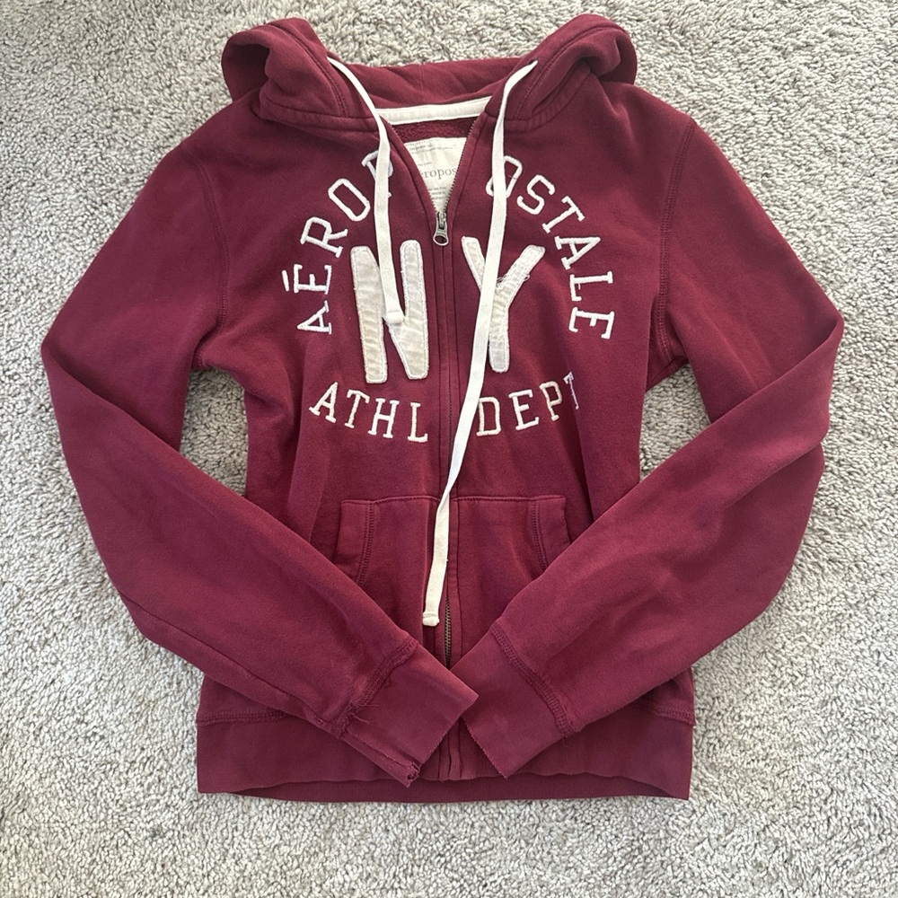 Aeropostale Burgundy Zip-Up Hoodie